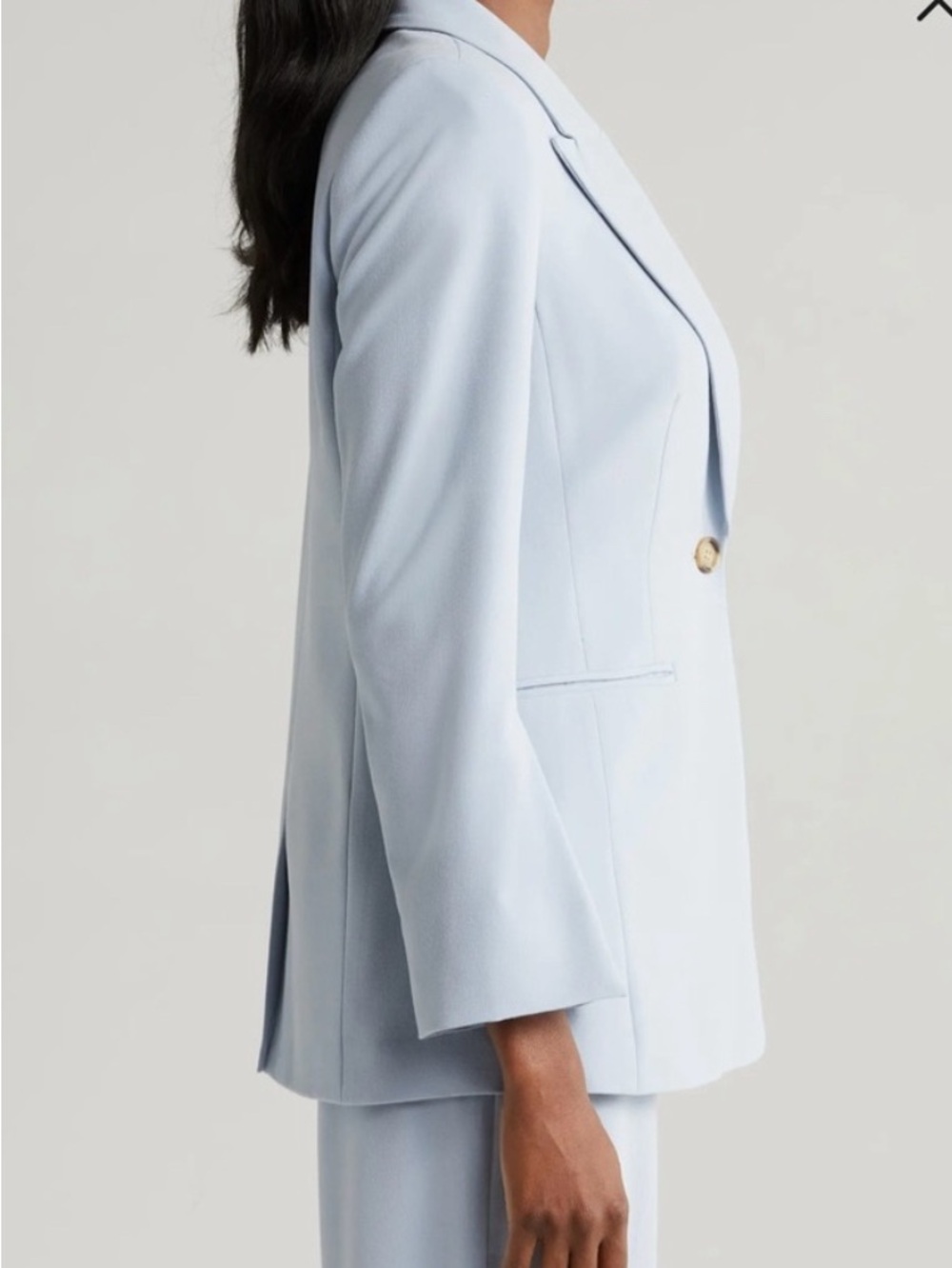Halogen Light Blue Single-Button Tailored Blazer - Picture 3 of 6